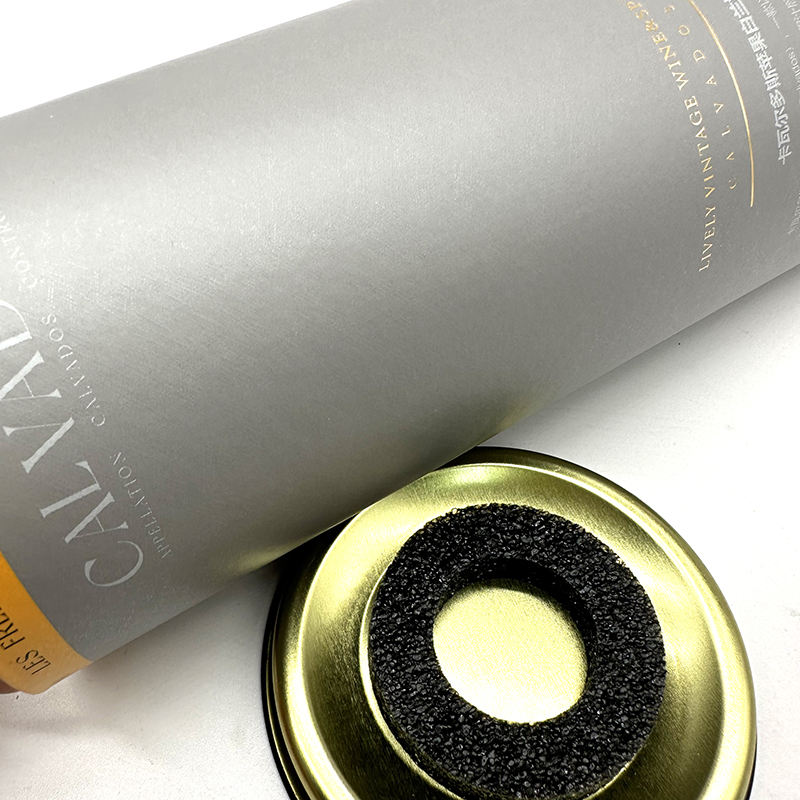 Tubo de papel feito sob encomenda do pacote do vidro de vinho da garrafa do presente do ofício do logotipo com tampa do metal