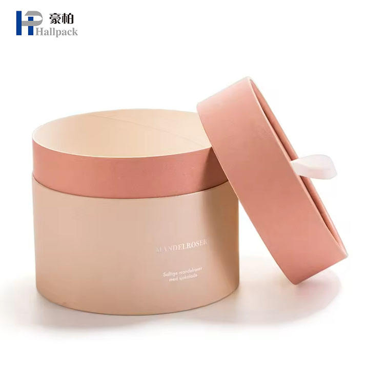 Amostra grátis novo material rosa doce skincare cilindro cosmético caixa de embalagem redonda recipiente papelão prink tubo de papel cosmético