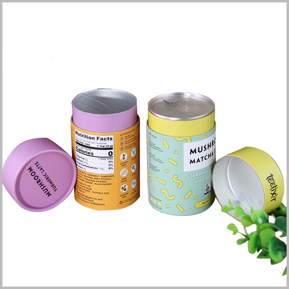 Pacote de papel ecológico de qualidade alimentar com design personalizado, embalagem fácil de tubo de papel de vedação de metal para nozes, café e chá