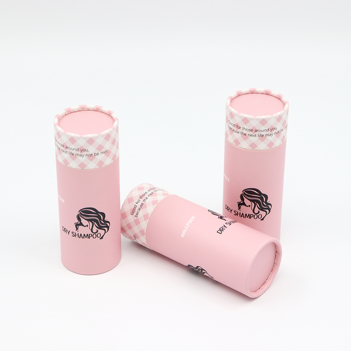 Caixa de tubo redondo cosmético personalizado de alta qualidade pacote de papelão embalado com peneira agitador para shampoo seco em pó solto