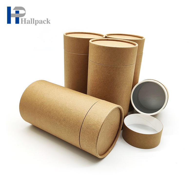 Tubo de papel kraft marrom de qualidade alimentar, formato de cilindro ecológico, embalagem para cuidados com a pele, biscoitos, cosméticos, artesanato, cilindro de papel