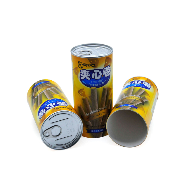 Caixa de embalagem de cilindro de papelão de qualidade alimentar personalizada ecológica, fácil puxar, porcas de vedação de metal, café, chá, tubo de papel de embalagem