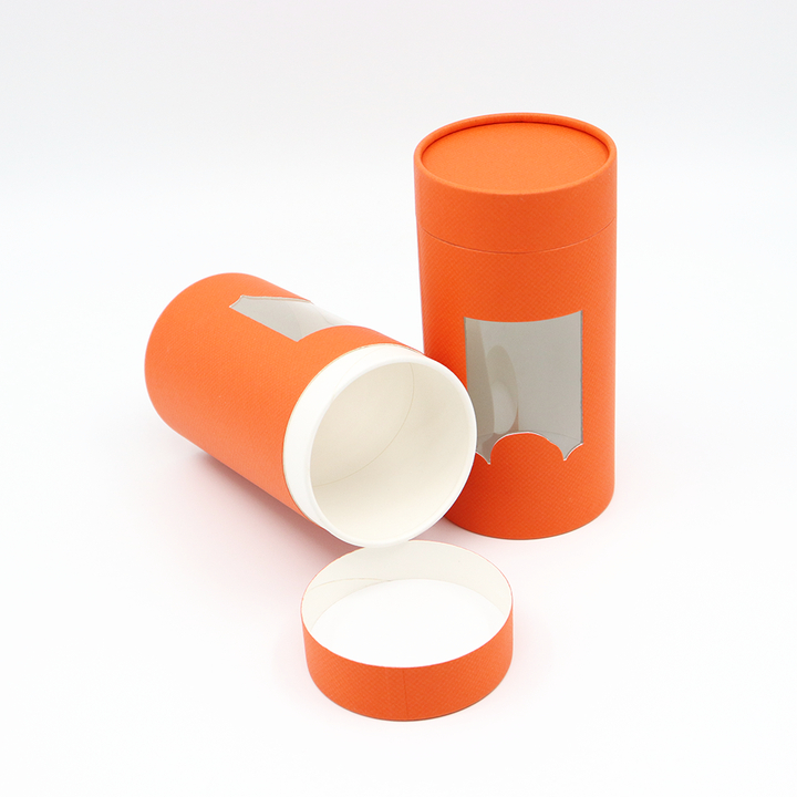 Embalagem de roupas personalizadas ecológicas, caixa de cilindro de papelão, tubo de papel com janela para camisetas, roupas íntimas, meias, toalha