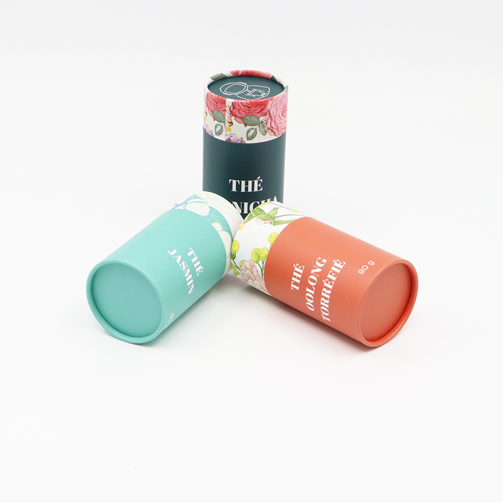 Caixa amigável do cilindro do cartão do produto comestível de Eco com o tubo de papel da tampa do metal que empacota para o chá Nuts do café