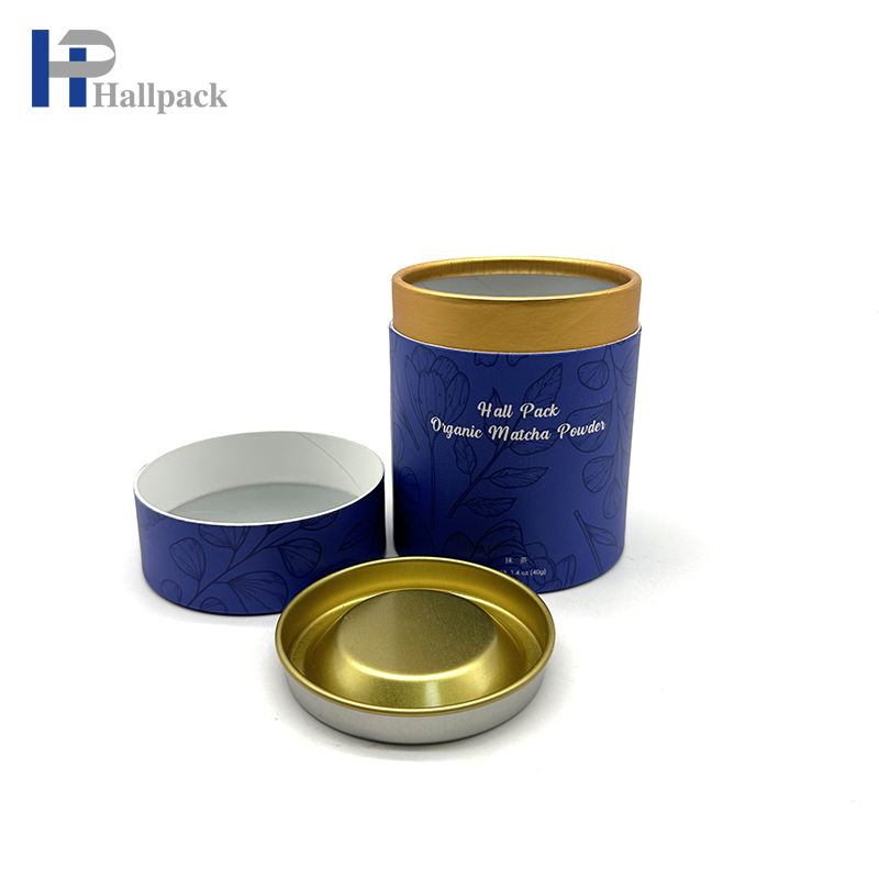 Alta qualidade eco-friendly papelão chá café matcha recipiente embalagem tubo de papel de alimentos com tampa de ferro