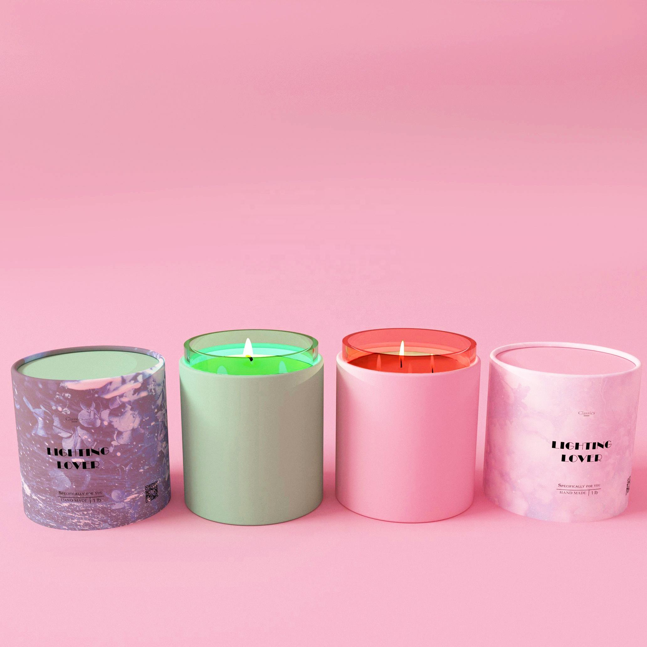 Tubo de embalagem de papel kraft vazio personalizado, feito à mão, vela de cera de soja, cilindro, caixa de tubo redondo de papel de luxo