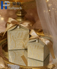 Caixa de presente pequena luxuosa dos doces do casamento caixa rígida do favor do brilho com laminação fosca da folha de ouro e manipulação de impressão de desaparecimento
