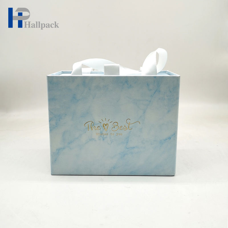 Caixa de papel de empacotamento de papel luxuosa personalizada da gaveta azul da caixa de presente