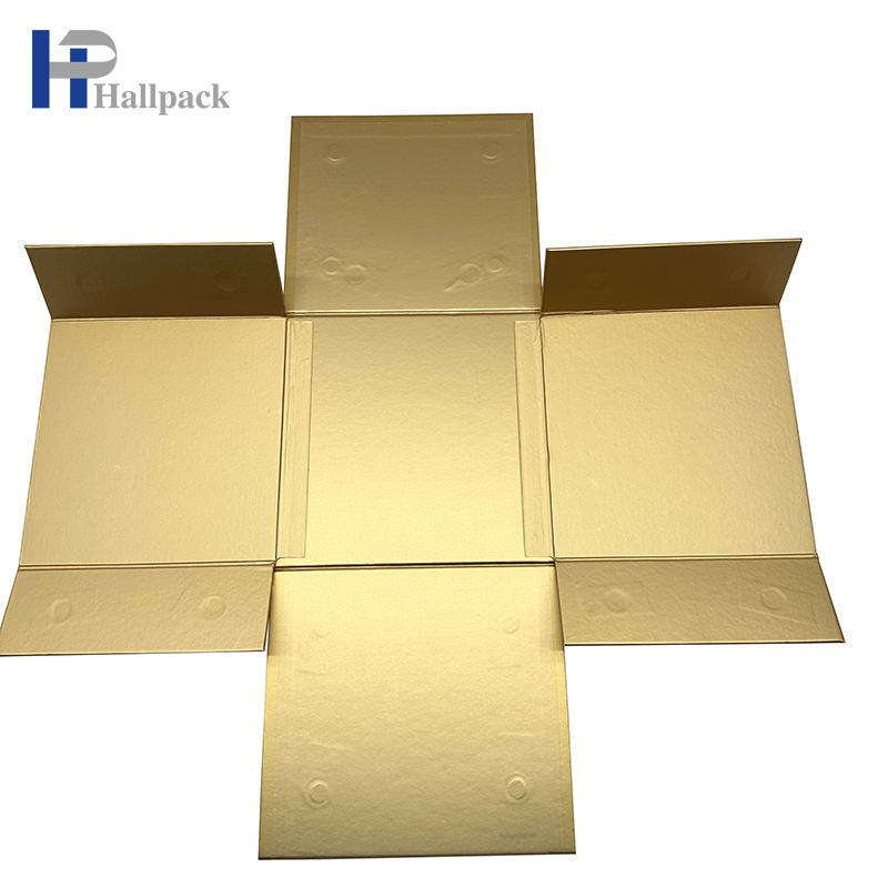 Caixa de papel de embalagem dourada dobrável por atacado caixa de papel com tampa magnética de formato quadrado