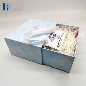 Caixa de papel de empacotamento de papel luxuosa personalizada da gaveta azul da caixa de presente