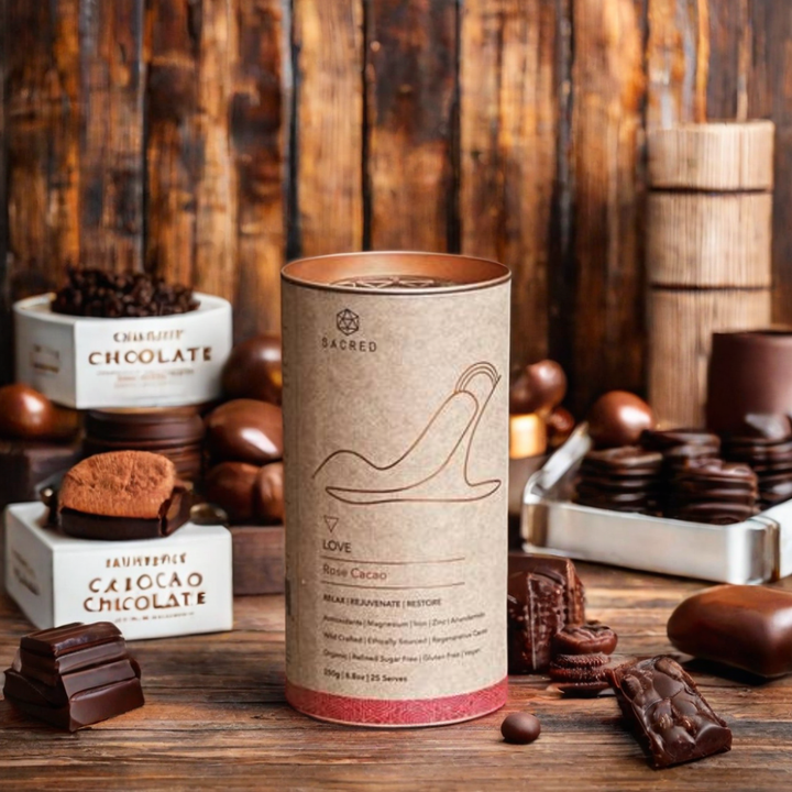 Embalagem de papelão de caixa de tubo redondo de qualidade alimentar com design personalizado de luxo para lata de papel de chocolate e cacau