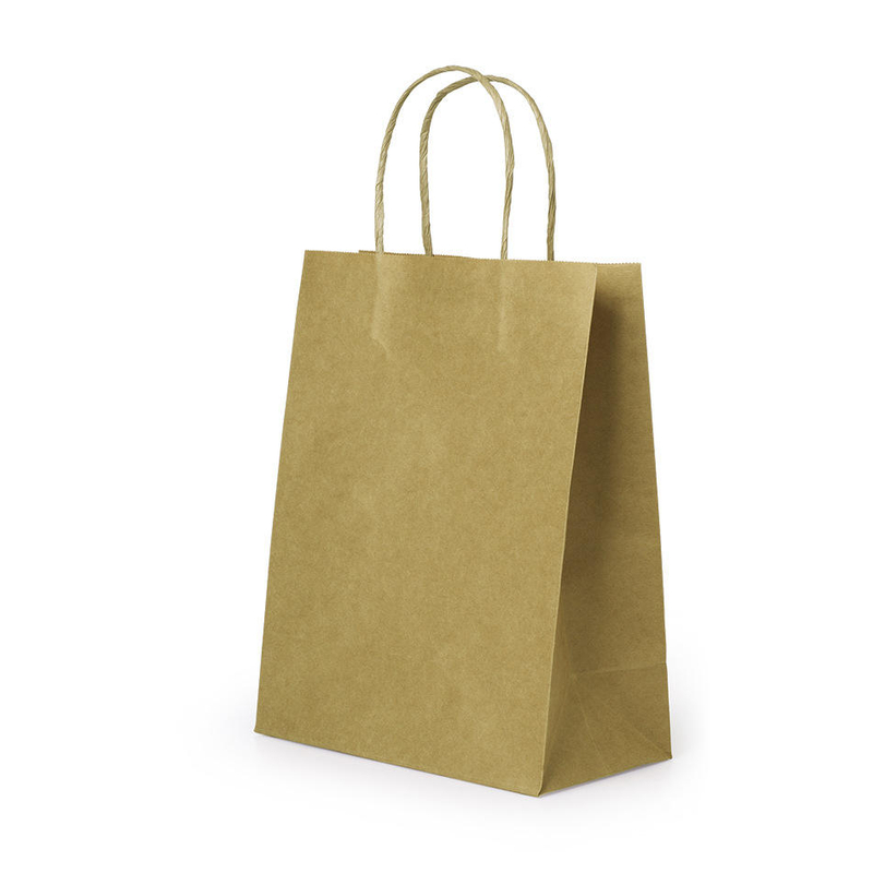 Saco de embalagem de papel Kraft reciclável com alça de transporte personalizada de fábrica