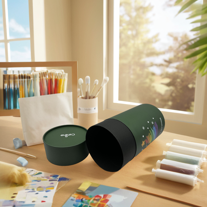 Venda quente Cilindro ecológico de papel artesanal verde tubo redondo