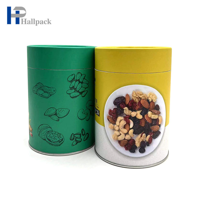 Recipiente de tubo de papel de papelão para chá com tampa redonda de metal por atacado com logotipo personalizado