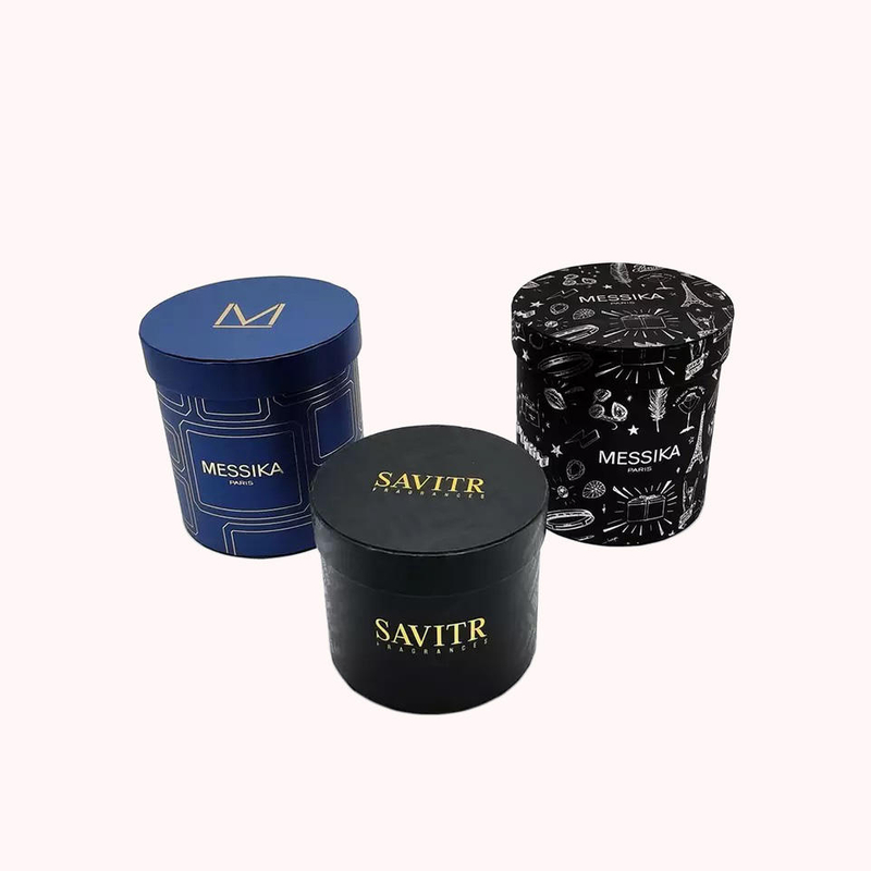 Caixa de presente em forma de cilindro de borda plana de tubo de papel de embalagem de alta capacidade personalizado com tampa tubo de papel preto
