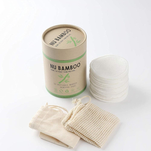 Pacote de caixa de tubo redondo embalado em papelão cosmético personalizado biodegradável para almofadas de limpeza de algodão de bambu