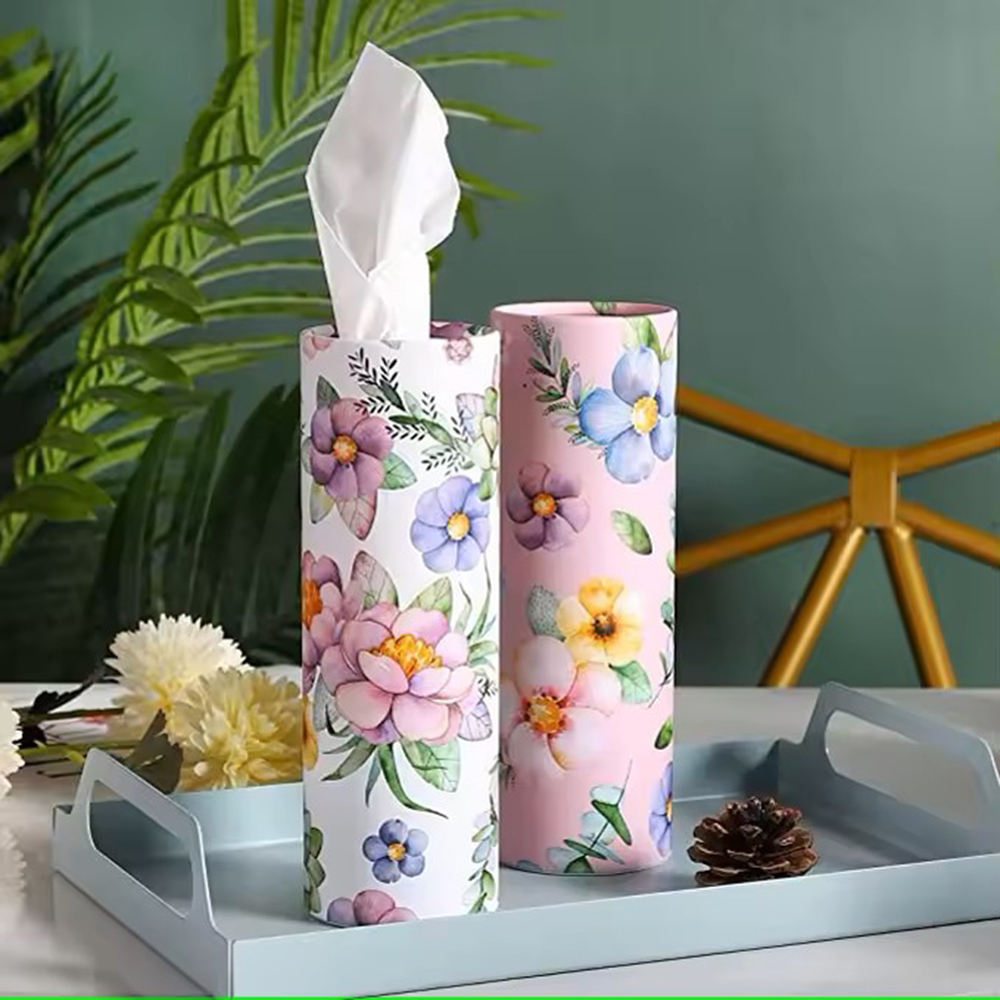 Embalagem de tecidos faciais portáteis personalizados de alta qualidade, caixa de cilindro de papelão, tubo de papel, embalagem para tecidos de carro