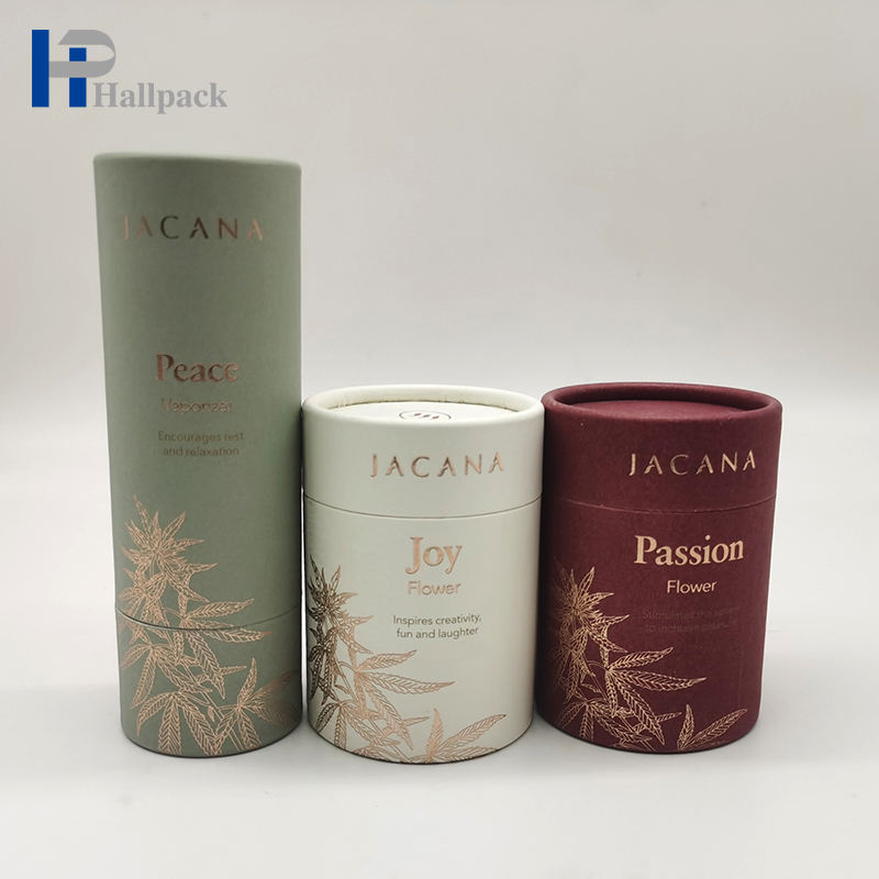 Caixa de vela para estampagem de papel kraft personalizável, impressão dourada, biodegradável, manuseio, embalagem de tubo de papel