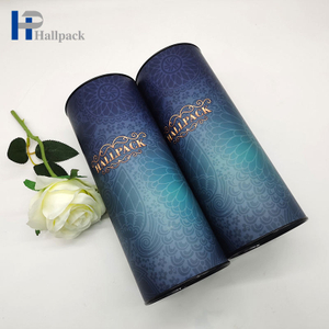 Embalagem de tubo redondo com tampa de metal para recipiente de cilindro de papelão de produto comestível Hallpack