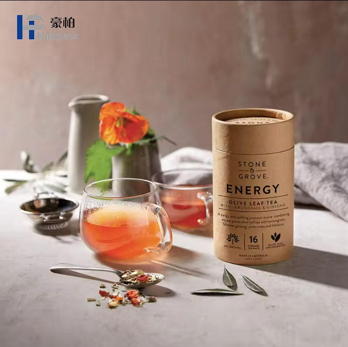 Papel de impressão personalizado pode cilindro design chá biscoito cereal presente embalagem de papelão caixa redonda chocolate em pó biscoito tubo de papel