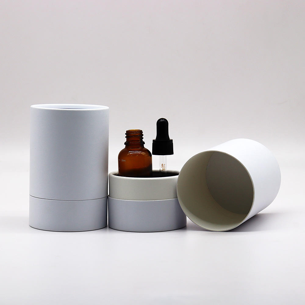 Pacote de caixas de tubo redondo embalado em papelão cosmético personalizado de alta qualidade para frasco de perfume de óleo essencial