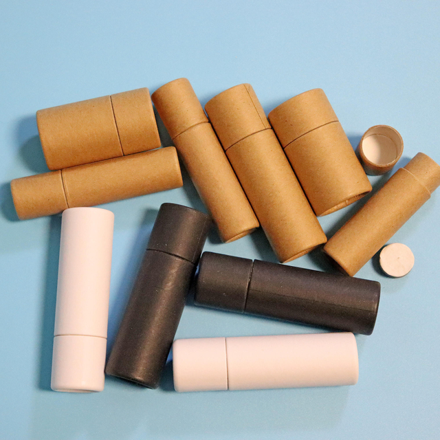 0.3oz eco amigável papelão kraft push up tubo de papel embalagem recipiente cosmético redondo em forma de barra de loção embalagem batom