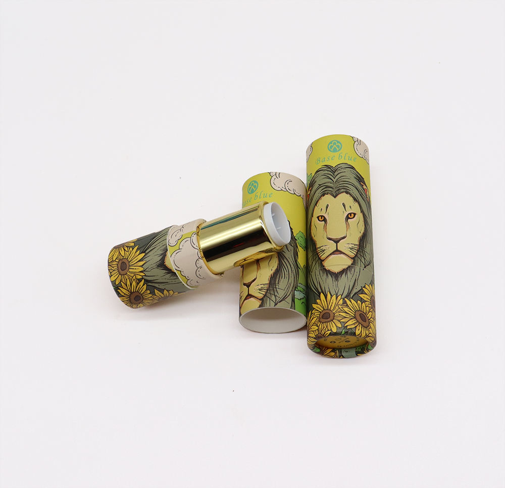 Tubo de papel de embalagem biodegradável de luxo impresso personalizado, recipiente de papel artesanal, tubo de papel para batom cosmético, bálsamo labial