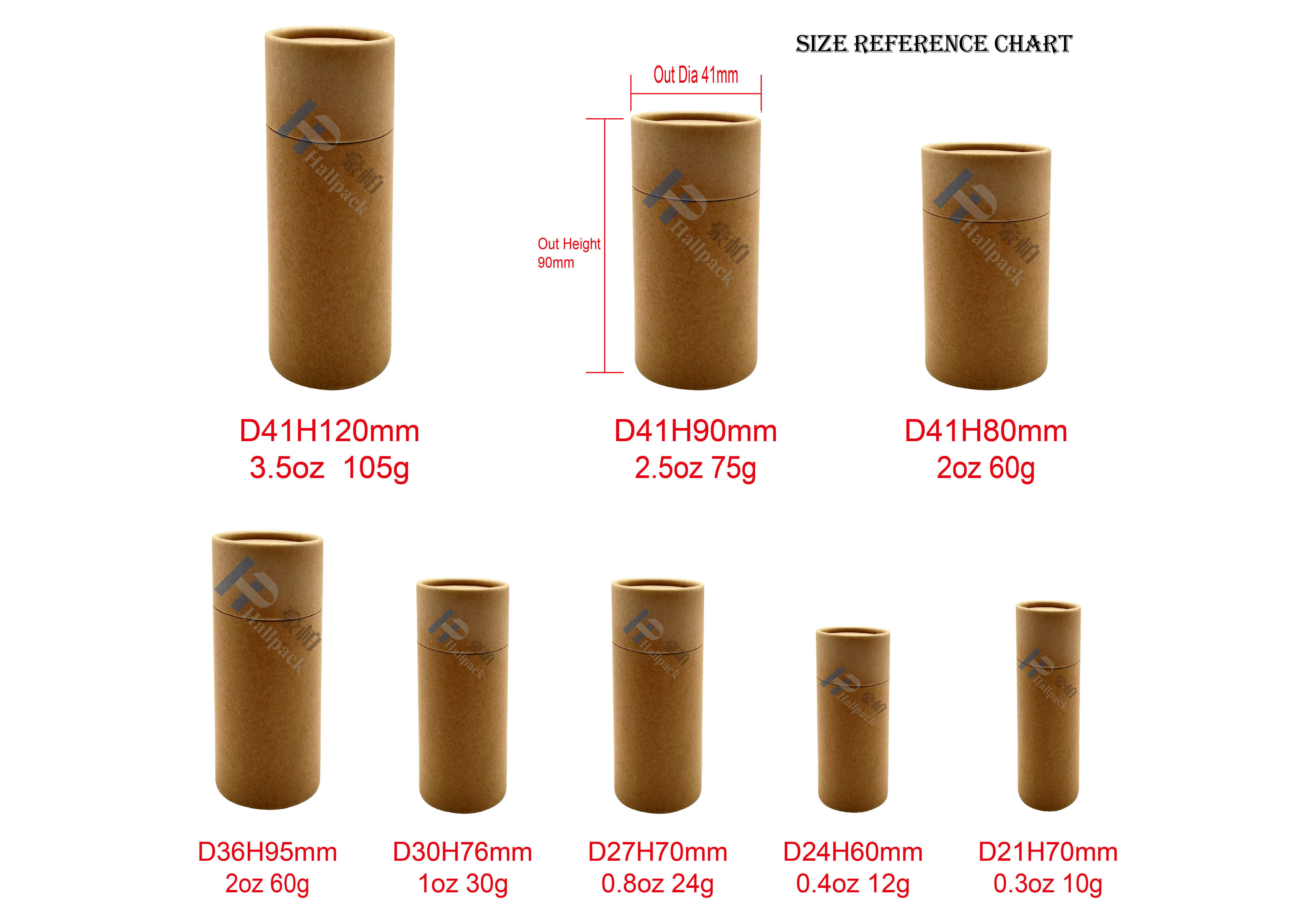 Embalagem de papelão 100% biodegradável, 100 peças/ctn, tubo de papel marrom kraft para bálsamo labial