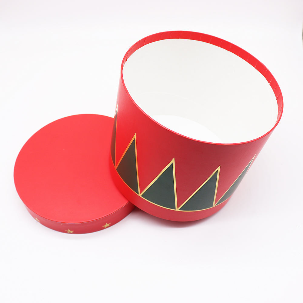 Conjunto para salvar o papelão de embalagem de presente vermelho do feriado pode ser personalizado embalagem de caixa de presente de flor de papel redondo biodegradável