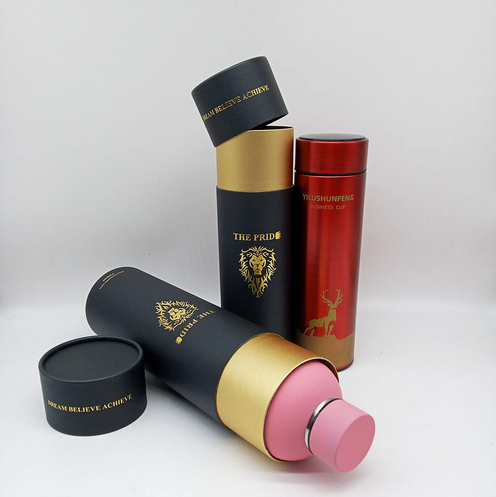 Materiais reciclados biodegradáveis ​​do tubo de papel do cilindro do cartão de Kraft carimbaram a cópia para o empacotamento do presente da garrafa térmica da vela &