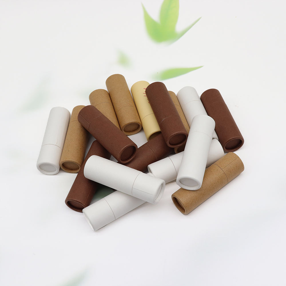 Tubo de batom de papel kraft biodegradável marca de embalagem projetada rotativa placa de papel kraft vela artesanato uso características logotipo impresso