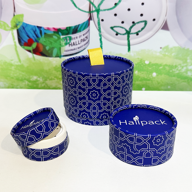 Caixa de tubo redondo personalizado Hallpack para embalagem de cilindro de papel de pacote cosmético de pó seco