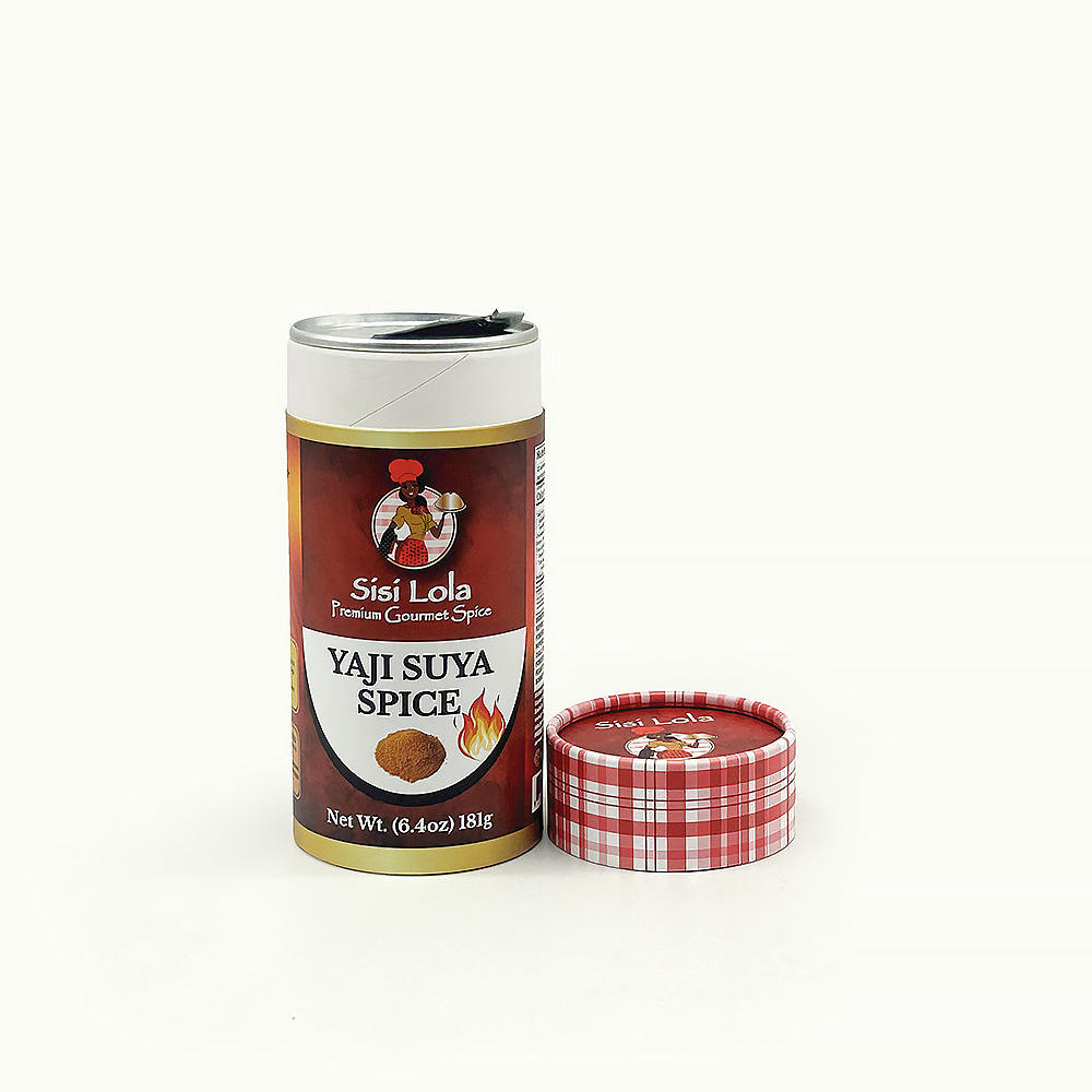 Personalize a caixa de cilindro de papelão kraft biodegradável, tampa de rasgo fácil de produto comestível, tubos de papel de 3 camadas, embalagem de tempero