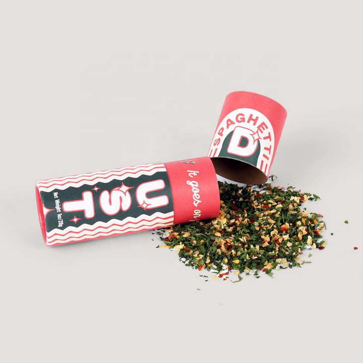 Caixa de tubo redondo feito à mão ecológica para embalagens de tubos de papel personalizados para alimentos para embalagens de tubos biodegradáveis ​​de especiarias para sal