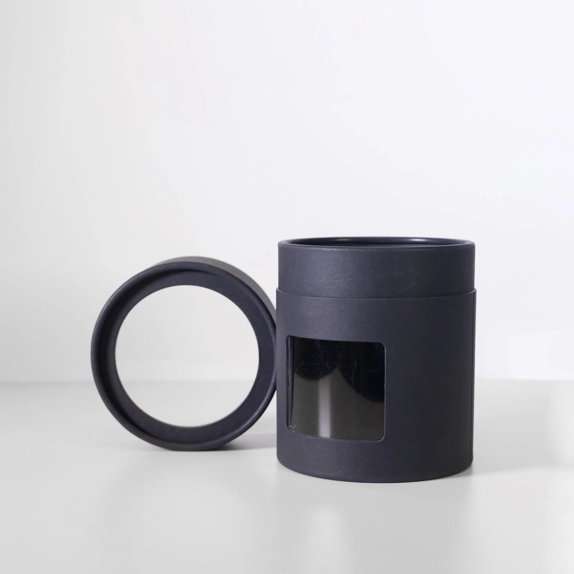 Vela de embalagem de tubo de papel vazio redondo personalizado, caixa de cilindro de janela de tecido Kraft biodegradável