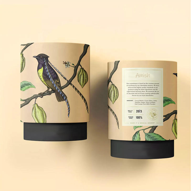 Cilindro biodegradável de impressão personalizada, papelão de papel para alimentos, sacos de vasilha de chá premium, embalagem de caixa de tubo para pacote de chá solto