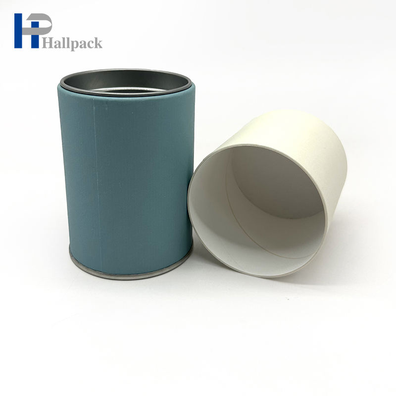 Tubos de papel inferiores de ferro com tampa de ferro embutida para embalagem de chá personalizada reciclada