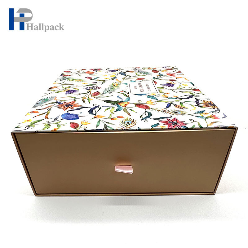 Caixa rígida dura de impressão feita sob encomenda da gaveta do cartão que empacota com corda da fita