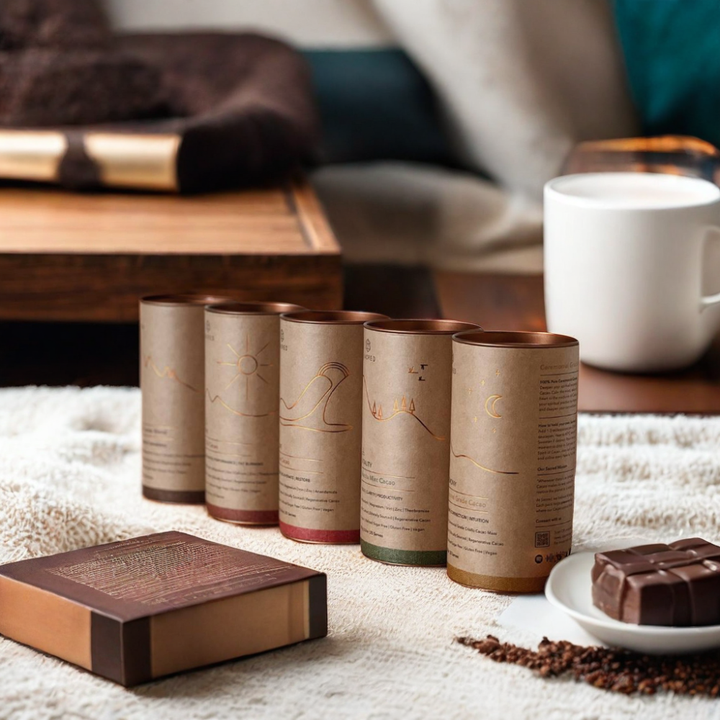 Embalagem de papelão de caixa de tubo redondo de qualidade alimentar com design personalizado de luxo para lata de papel de chocolate e cacau