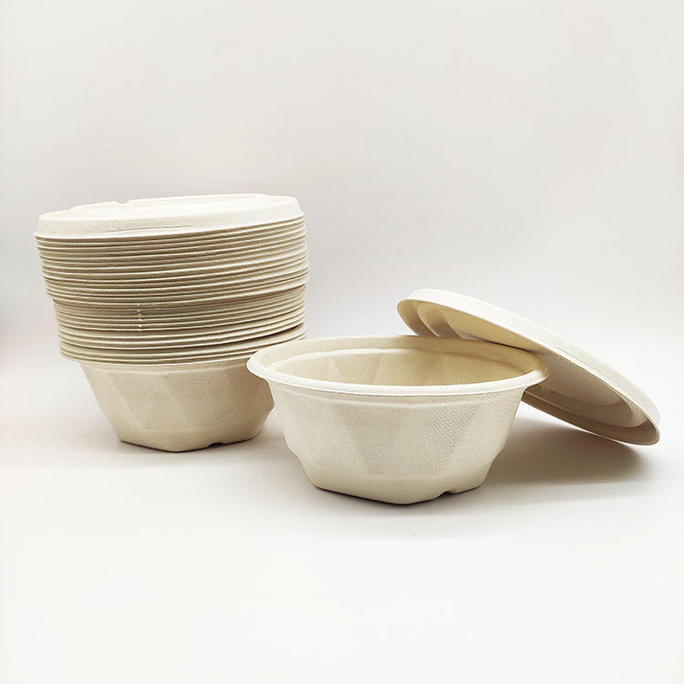 Fornecimento de fábrica em concha de cana-de-açúcar Recipientes de alimentos descartáveis ​​seguros para celulose