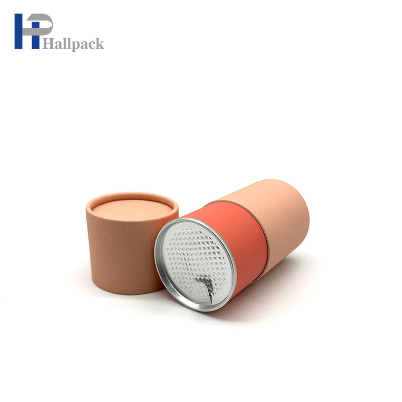 Tubos de papel com fundo de ferro com tampa interna de rasgo fácil, tubo de embalagem de alimentos para chá e café reciclado
