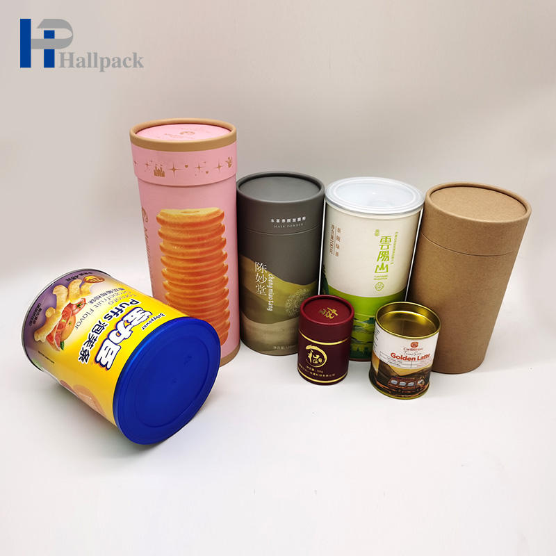 Pacote redondo da caixa do tubo empacotado cartão personalizado amigável do produto comestível do projeto de Eco