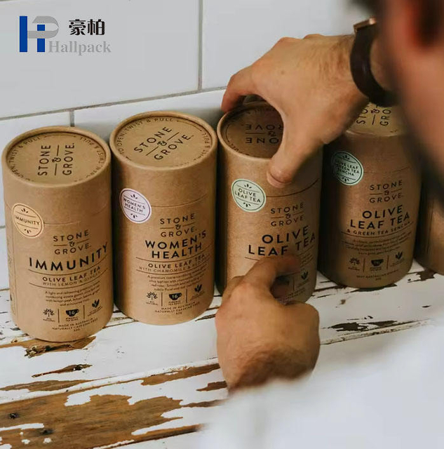 Recipientes de armazenamento de papelão de cilindro redondo impresso personalizado para café, chá, embalagem de alimentos, cilindro redondo de papel