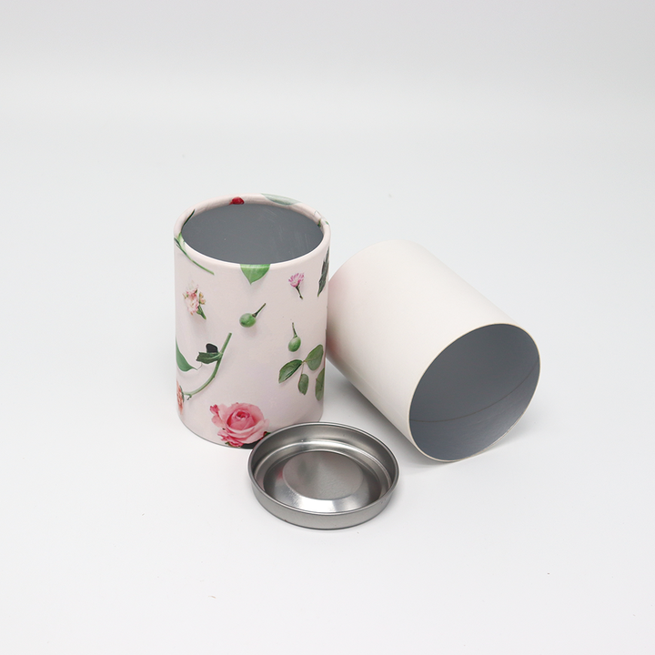 Caixa feita sob encomenda amigável do cilindro do cartão do produto comestível de Eco com o tubo de papel da tampa do metal que empacota para o chá Nuts do café