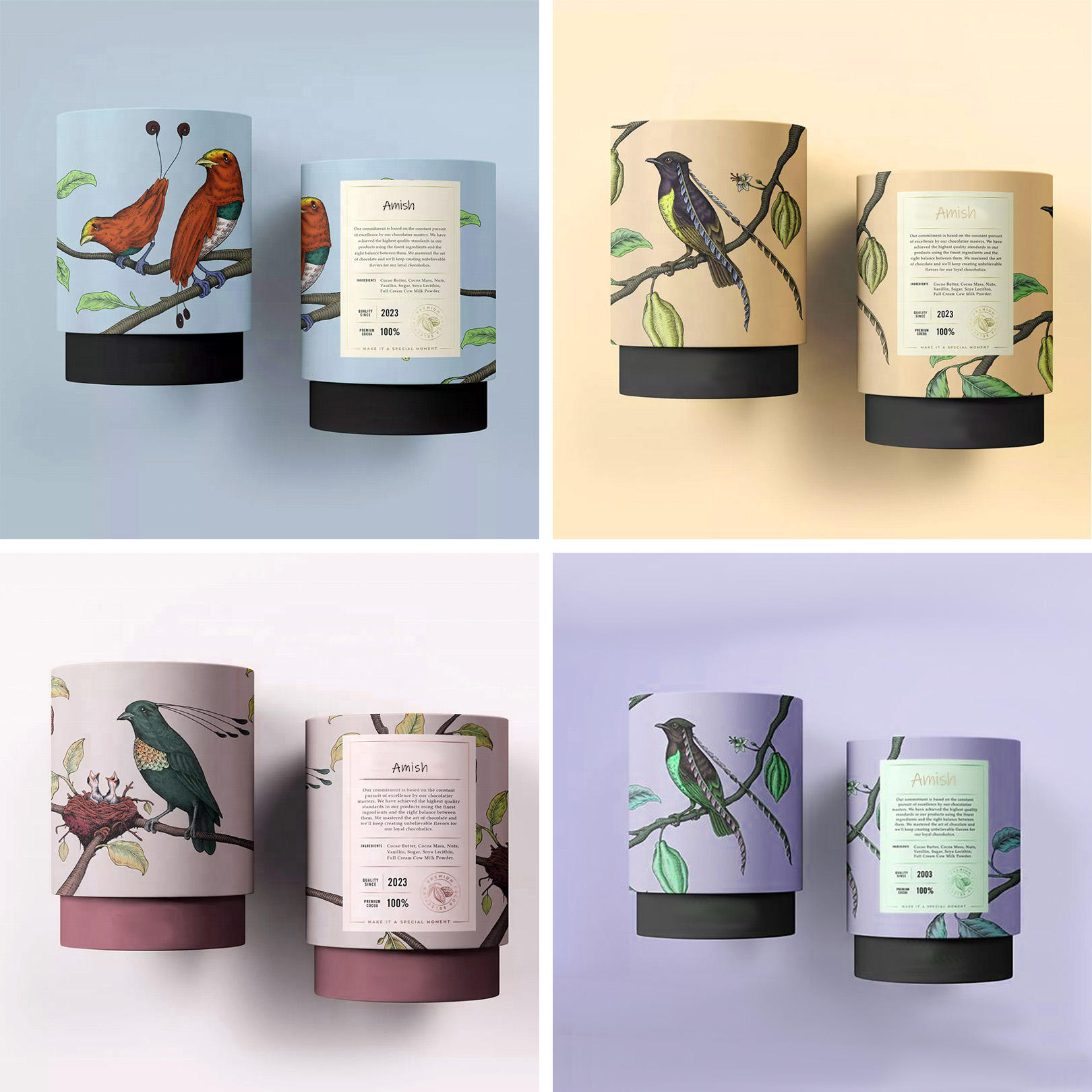 Embalagem de tubo de papelão de papel para alimentos, cilindro biodegradável, caixa de tubo de vasilha de chá premium, embalagem para pacote de chá solto