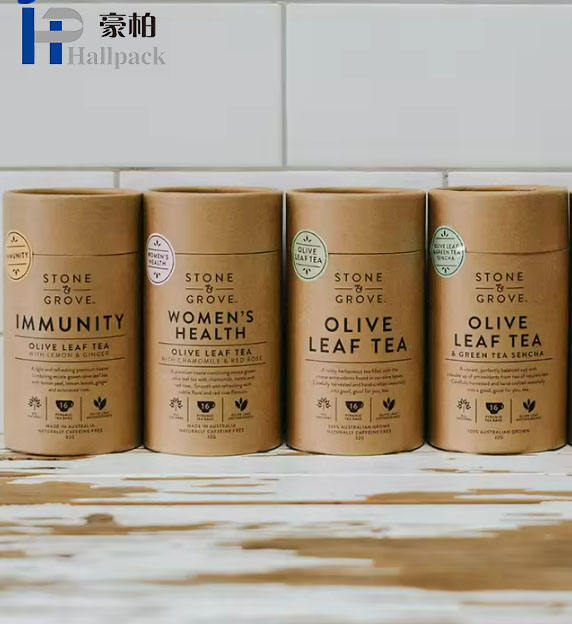 Papel de impressão personalizado pode cilindro design chá biscoito cereal presente embalagem de papelão caixa redonda chocolate em pó biscoito tubo de papel