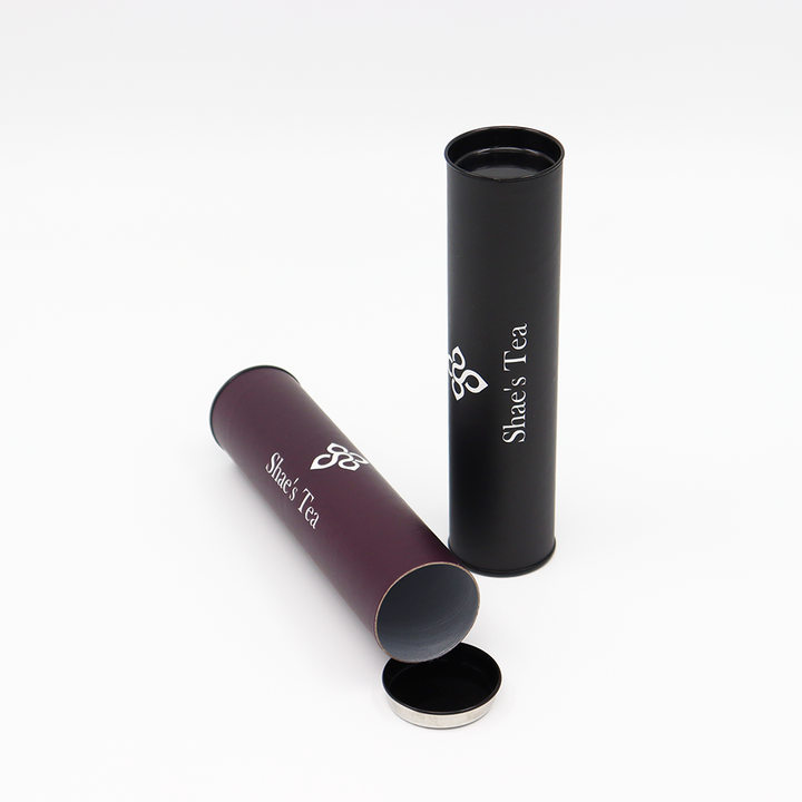 Pacote de caixa redonda de tubo redondo de produto comestível com design personalizado ecológico com papelão de cobertura de metal embalado para nozes, café e chá