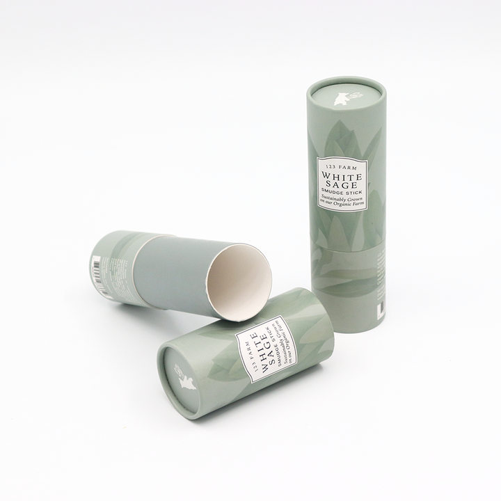 Tubo de papel feito sob encomenda amigável da caixa do cilindro do cartão da embalagem da beleza de Eco que empacota para a vara aromática do borrão do sábio da planta