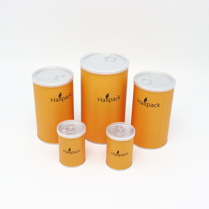 Caixa de embalagem de cilindro de papelão de qualidade alimentar personalizada ecológica, fácil puxar, porcas de vedação de metal, café, chá, tubo de papel de embalagem