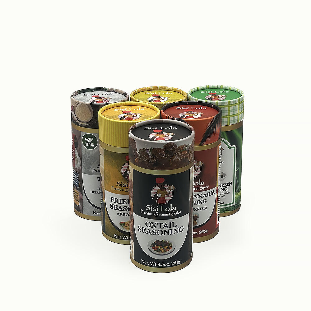 Personalize a caixa de cilindro de papelão kraft biodegradável, tampa de rasgo fácil de produto comestível, tubos de papel de 3 camadas, embalagem de tempero